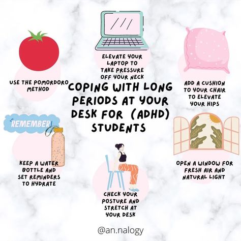 Anna| Journal |Study |ADHD on Instagram: “How to make sitting at your desk more bearable for you! 💌 QOTD: where do you prefer to study? If you've seen my story today you'll know…” How To Study In University, Study Tips For Adhders, Neurodivergent Study Tips, Audhd Things, Where To Study, Study Desk Organization, School Study Ideas, Study Hacks, Study Tips For Students