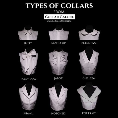 Different Types Of Collars For Women, Different Collar Types, Different Types Of Collars, Collar Types, Collar Patterns, Fashion Study, Basic Bodice, Fashion Draping, Haute Couture Details