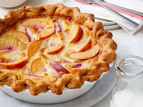 Peach Custard Pie | Southern Living Peach Custard Pie, Peach Custard Pies, Peach Custard, Summer Pie Recipes, Peach Pie Recipe, Creamy Pie, Summer Pie, Peach Desserts, Make Ahead Desserts