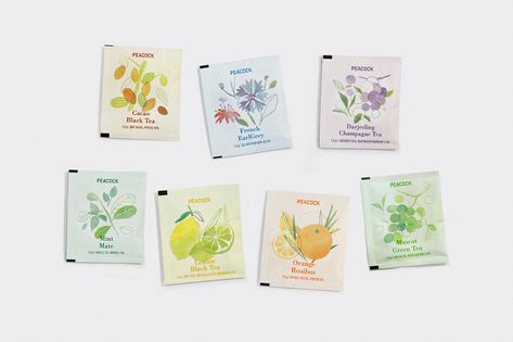 PEACOCK 7 TEA TIME Packaging on Behance Tea Sachet, Mini Tea Set, Medicine Packaging, Anniversary Favors, Fruit Packaging, Tea Brands, Stationary Design, Design And Illustration, Soap Packaging