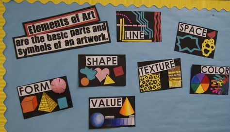 elements of art | Adventures in Middle School Art Class: Intro to the Elements of Art Elements Of Art Texture, Elements Of Art Space, Elements Of Art Color, 7 Elements Of Art, Elements Of Art Line, The Elements Of Art, Art Bulletin Boards, Art Handouts, 7 Elements