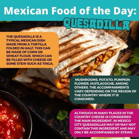 Savor the taste of Mexico with our Mexican Food of the Day: quesadillas! 🧀🌮 Dive into a cheesy delight that pairs perfectly with vibrant local culture. Plan your trip now to experience authentic Mexican cuisine and stunning landscapes firsthand. #QuesadillaLove #TravelMexico #FoodieAdventure National Quesadilla Day, Mexican Dish, Pumpkin Flower, Stunning Landscapes, Authentic Mexican, What Is Your Favorite, Quesadillas, Mexican Dishes, A Typical