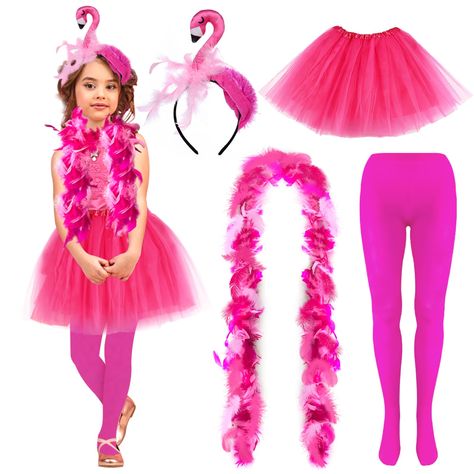 PRICES MAY VARY. 【Package Contains】Pink flamingo costumes include a flamingo headband, a flamingo feather strip, a flamingo tutu skirt and a flamingo pantyhose, 4 pieces in total. Flamingo costume is funny and cute to wear, and can bring a lot of happiness and laughter. 【Comfortable Material】Flamingo costume is made of fiber, polyester and velvet materials, which is light and comfortable, will not add burden to the head and body, and it is very easy to wear and walk around. The skin-friendly mat Flamingo Dress Up, Girls Flamingo Costume, Flamingo Costume Kids, Flamingo Fancy Dress, Flamingo Tutu, Flamingo Suit, Flamingo Headband, Flamingo Halloween Costume, Halloween Flamingo