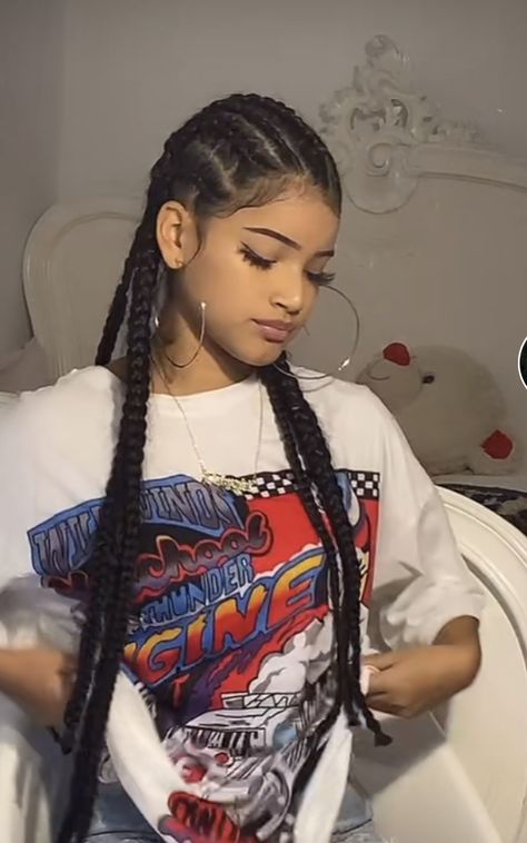 Braids On Latinas Hairstyles, Braids On Hispanic Women, 6 Braids Hairstyles, Dominican Braids, Puerto Rican Hairstyles, 6 Braids Hairstyles Black, Latina Braids, Braids For Summer, Long Braid Styles