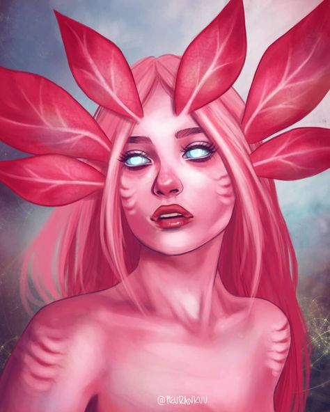 Axolotl As A Human, Humanoid Axolotl, Pink Mermaid Art, Axolotl Human, Axolotl Character Design, Axolotl Mermaid, Pink Character Design, Axolotl Character, Axolotl Oc