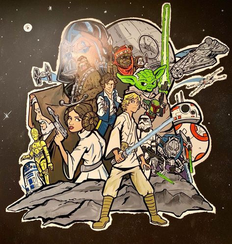 Star Wars Collage Wallpaper, Star Wars Collage, Art Guy, Collage Mural, Calgary Alberta Canada, Collage Wallpaper, Calgary Alberta, Window Painting, Alberta Canada