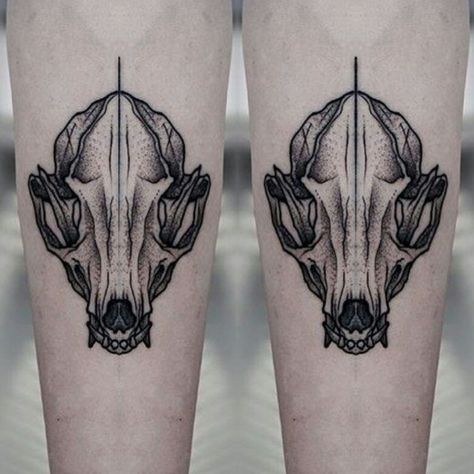 Badger Skull Tattoo, Fox Skull Tattoo Design, Opossum Skull Tattoo, Fox Skeleton Tattoo, Raccoon Skull Tattoo, Fox Skull Drawing, Fox Skull Tattoo, Dog Skull Tattoo, Animal Skeleton Tattoo