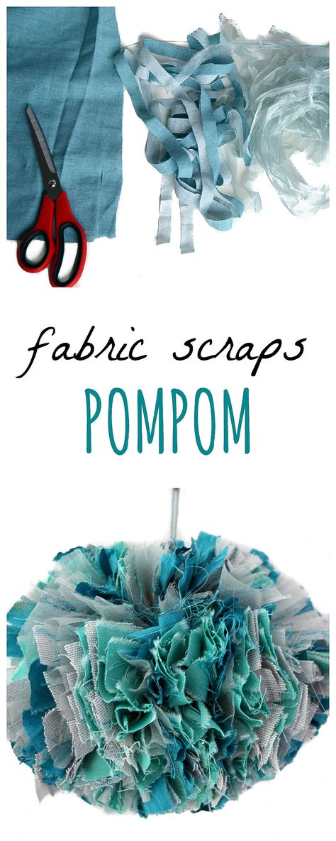 Learn how to make a large fabric pom pom from fabric scraps, DIY Upcycled Christmas Decoration #christmasdecoration #recycledchristmasdecoration Diy Pom Pom Garland, Using Fabric Scraps, Upcycled Christmas, Diy Pom Pom, Pom Garland, Diy Event, Pom Pom Crafts, Beginner Sewing Projects Easy, Pom Pom Garland