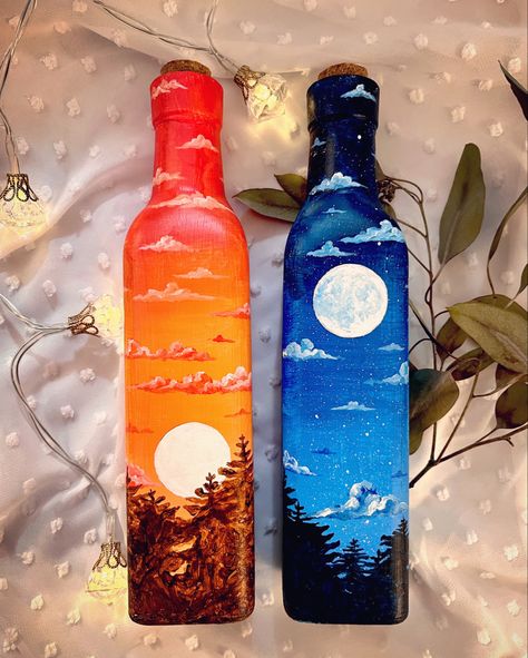 Wine Bottle Painting Ideas Acrylic, Glass Bottle Painting Acrylics, Glass Bottle Painting Ideas Acrylic, Bottle Painting Ideas Acrylics, Bottle Paintings, Bottle Art Projects, Book Art Projects, Painted Glass Bottles, Hand Painted Wine Bottles