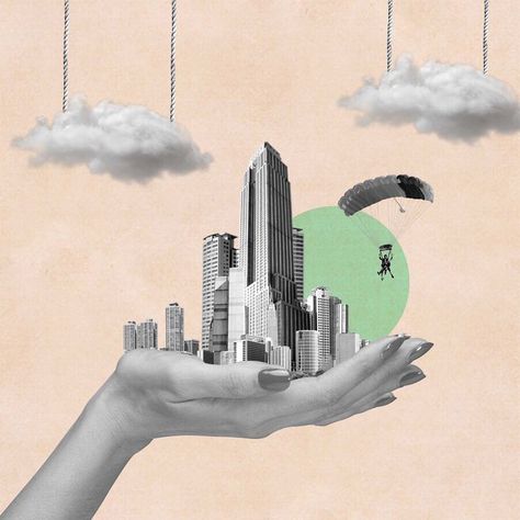 Surreal Graphic Design, Collage Art Architecture, Clouds Collage, Surreal Collage Art, ポップアート ポスター, Illustration Collage, Collage Collage, Digital Collage Art, Collage Art Projects