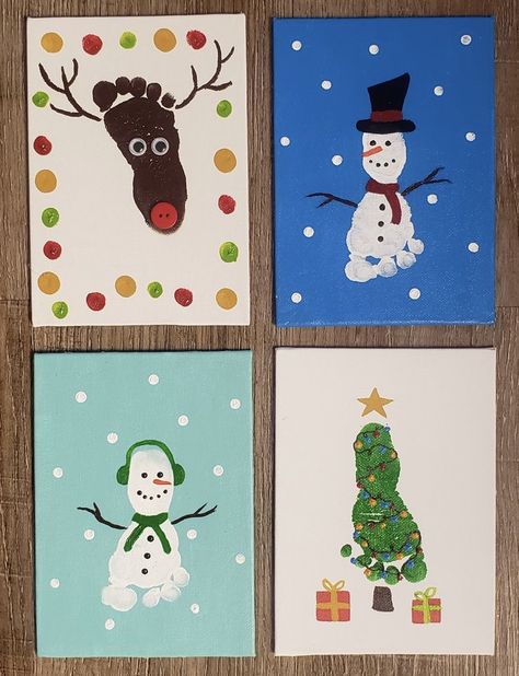 Baby Footprint Crafts, Joululahjat Diy, Baby Christmas Crafts, Baby Art Crafts, Baby Crafts Diy, Christmas Art Projects, Christmas Crafts For Toddlers, Footprint Crafts