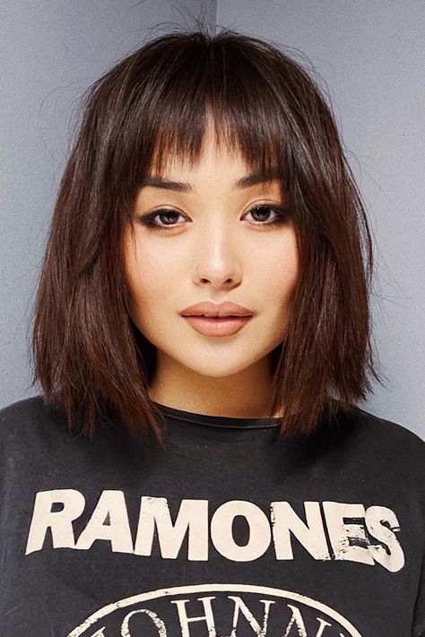 Effortless Edgy Bob with Wispy Bangs Bob With Wispy Bangs, Hairstyles For Seniors, Edgy Bob, Layered Bob With Bangs, Bob Haircut Curly, Tousled Bob, Choppy Bangs, Textured Bob, Cute Haircuts