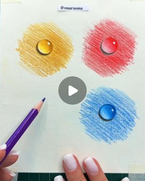 Coloring Water With Colored Pencils, Art Inspiration Drawing Sketches Colored Pencils, Water Colour Pencil Drawing Ideas Easy, Cool Art Videos, Animation Lessons, Water Droplets Art, Colored Pencil Artwork Ideas, Color Art Lessons, Drawing Realism