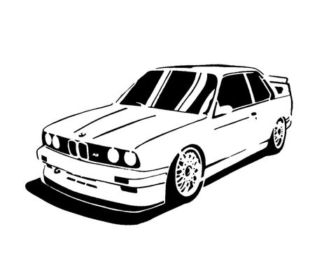 Vehicle Drawing, Serie Bmw, Bmw Art, Manual Design, Bmw E30 M3, E30 M3, Car Prints, Cool Car Drawings, Car Tattoos