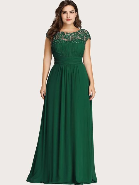 Green Bridesmaid Dresses Short, Party Maxi Dresses, Cocktail Dress Maternity, Dark Green Bridesmaid Dress, Formal Dance, Dresses Green, Plus Size Lace, Ever Pretty, Pleated Chiffon