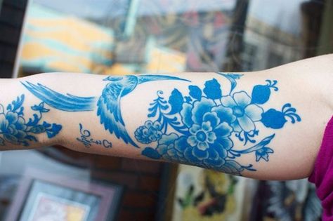 Insanely Gorgeous Blue Tattoos in Trend (14) Blue Tattoos, Blue Ink Tattoos, L Tattoo, Blue Tattoo, Tattoo Designs For Girls, Time Tattoos, Tattoo Sleeve Designs, Trendy Tattoos, Skin Art