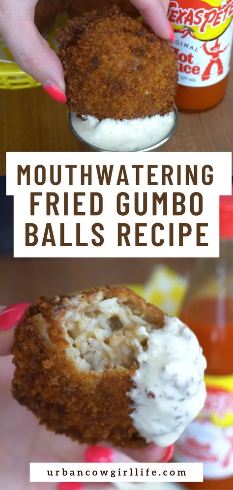 Discover the ultimate comfort food with our Fried Gumbo Balls Recipe! Crispy, savory, and bursting with Cajun flavors. |deep fried gumbo balls recipe, gumbo recipe ingredients, fried balls recipe, fried gumbo balls, easy gumbo balls recipe, best appetizer recipes, appetizer recipes for party, best fried appetizers | Gumbo Fried Rice, Crispy Fried Shrimp Balls, Gumbo Appetizer, Gator Balls Recipe, Gumbo Balls, Voodoo Balls Recipe, Spicy Bowl Recipes Ingredients, Deep South Recipes, Fried Boudin Balls Recipe