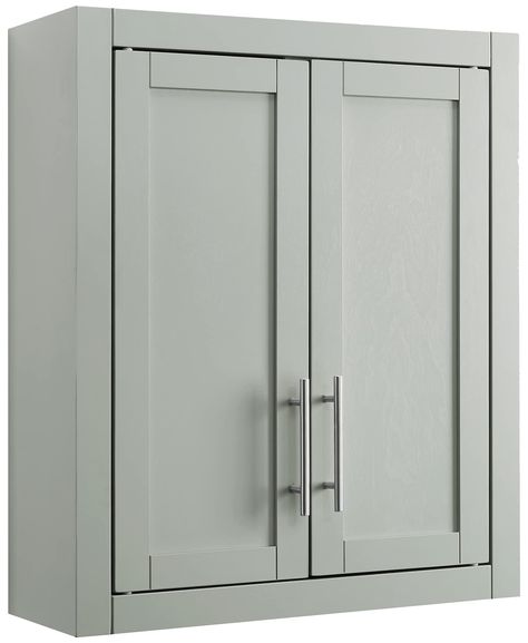 PRICES MAY VARY. Transitional design pairs well with modern, minimalist, traditional, and farmhouse decor Includes two adjustable and removable shelves, each with a 15lb weight limit Cabinet doors feature shaker-style recessed panels and genuine metal hardware in a brushed nickel finish Cabinet doors have magnetic closures Mounts flush against the wall with sturdy support rail; Weight limit is 50lbs Cabinet Gray, Bathroom Wall Cabinet, Wall Mounted Bathroom Storage, Farmhouse Coffee Bar, Furniture Storage Cabinets, Mudroom Design, Bathroom Wall Cabinets, American Signature Furniture, Reclining Furniture