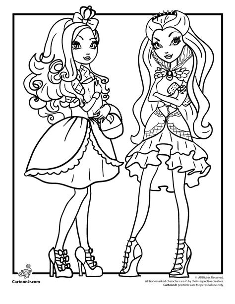 Ever After High Coloring Pages Ever After High Royals & Rebels - Apple White & Raven Queen – Cartoon Jr. Ever After High Royals, Ever After High Coloring Pages, Coloring Pages Cartoon, High Coloring Pages, New Coloring Pages, White Raven, Disney Princess Fashion, Raven Queen, Adult Colouring Pages