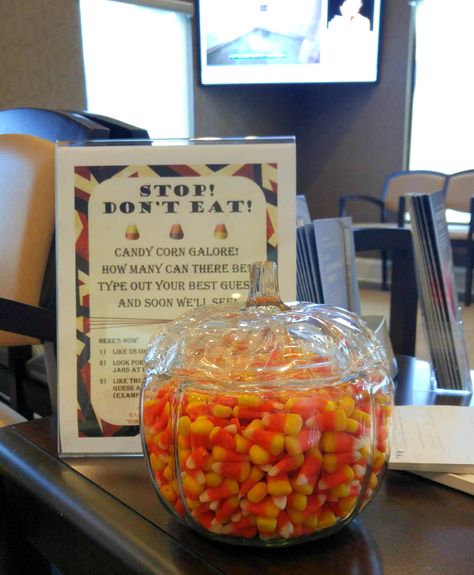 Candy Corn Guessing Jar, Guess How Many Candy Corn In Jar, Guess How Many In A Jar, Guessing Jar, Jar Games, Resident Events, Teacher Morale, Staff Appreciation Week, Staff Appreciation