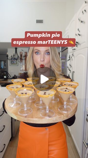 Loryn Powell on Instagram: "Mini pumpkin pie espresso martinis, made with real pie and an egregious amount of bad puns. Recipe…

For 12 teenys (bought all ingredients at @totalwine, mini martini cups are from Amazon):

~Rim mini martini cups with pumpkin pie 
~3 oz Veil pumpkin vodka (or pumpkin whiskey 🤘)
~3 oz Kahlua
~2 oz Pumpkin spice Rumchata 
~3 oz fresh espresso (or cold brew but won’t be as foamy, and you might need extra liquid to make the cups fuller)
~Add ice last, shake until you’re sweating. 
~Pour into mini martini cups. (Spoon out extra foam on top if needed.)
~Top with 3 espresso beans. (Why 3? I have no idea. Let’s move on.)
~Optional pumpkin spice Whip Shot to spray into your mouth whilst making these. 

For 1 boring size martini, follow steps above but do half amounts o Mini Pumpkin Pie, Espresso Martinis, Mini Pumpkin Pies, Espresso Beans, Bad Puns, Espresso Martini, Mini Pumpkins, Holiday Drinks, Cold Brew