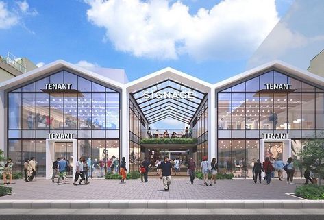 Shopping Center Architecture, Shopping Mall Design, Mall Facade, Shopping Mall Architecture, Commercial Design Exterior, Retail Architecture, Factory Architecture, Warehouse Design, Supermarket Design