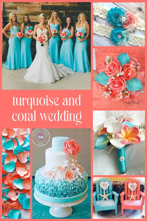 Coral And Teal Beach Wedding, Turquoise Coral Weddings, Color Duos, Wedding Renewal, Aqua Wedding, Coral Wedding, Summer Color, Coral Turquoise, Summer Colors