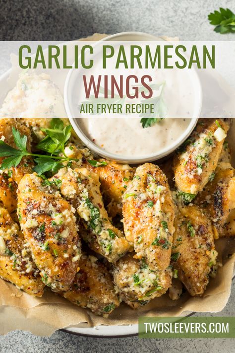 Garlic Parm Wings, Parmesan Wings Recipe, Parmesan Wing Sauce, Wings Air Fryer, Garlic Wings, Air Fryer Wings, Parmesan Wings, Air Fryer Garlic, Garlic Parmesan Wings