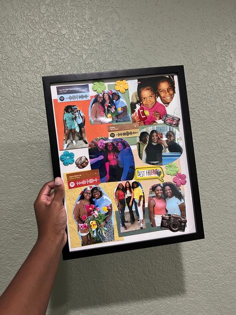 Friend Photo Collage Gift, Cute Picture Gifts For Best Friend, Birthday Photo Frame Ideas Diy Gifts, Picture Frame Gift Ideas For Best Friend, Photo Collage Gift Ideas Diy, Present For Sister Birthday, Birthday Photo Collage Ideas Creative, Photo Collage Frame Ideas, Diy Photo Collage Frame