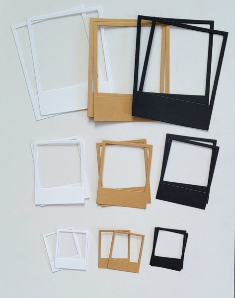 Picture Frame Border, Borders, Paper Cutouts, Set of 18 pcs, Scrapbooking Paper Cutouts, Handmade Paper Cutouts, Foto Border Cutout Three different colors: white, kraft brown and black Size approx:  Small 30mm x 35mm Medium 49mm x 60mm Large 72mm x 94mm Ideal for scrapbooking, journaling, collage and crafting diy projects Quantity: Set of 18 pcs Paper Photo Frame Diy, Picture Frame Border, Diy Photo Frame Cardboard, Cardboard Picture Frames, Small Scrapbook, Paper Picture Frames, Small Photo Frames, Matchbox Crafts, Paper Cutouts