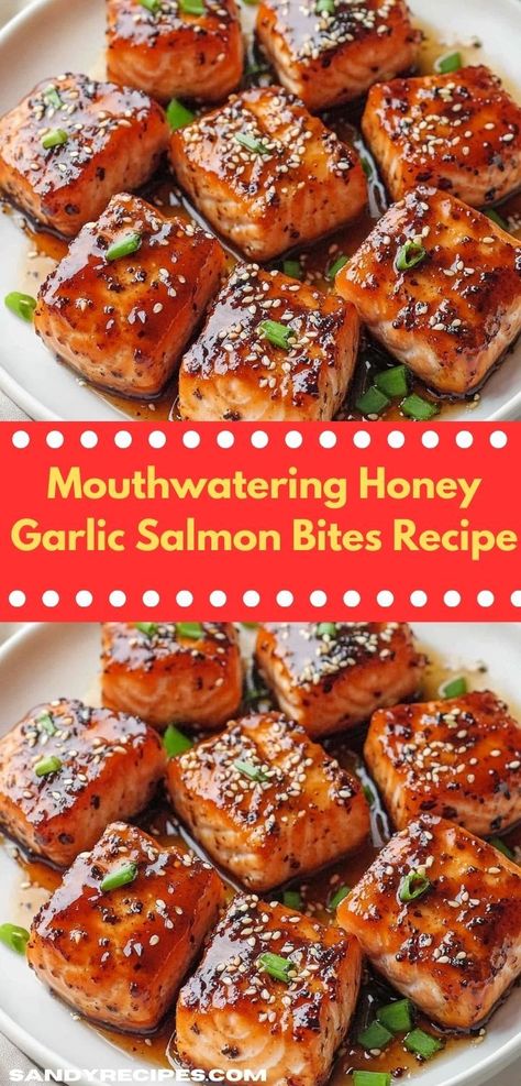 Discover a quick and scrumptious dinner option with these Mouthwatering Honey Garlic Salmon Bites. This easy dinner recipe combines delicious flavors, making it a perfect choice for busy weeknights when you want something special for your family. Honey Garlic Salmon Bites, Garlic Salmon Bites, Honey Soy Salmon, Salmon Bites Recipe, Quick Salmon, Salmon Soy Sauce, Salmon Bites, Honey Garlic Salmon, Honey Salmon