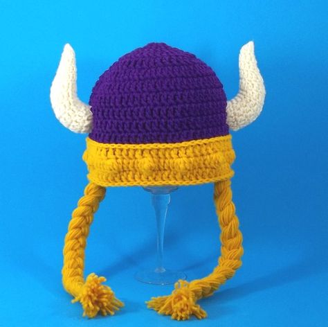 Crochet Viking, Hat With Braids, Purple Pride, Viking Hat, Football Stuff, Vikings Football, Novelty Hats, Animal Hats, Be Right Back