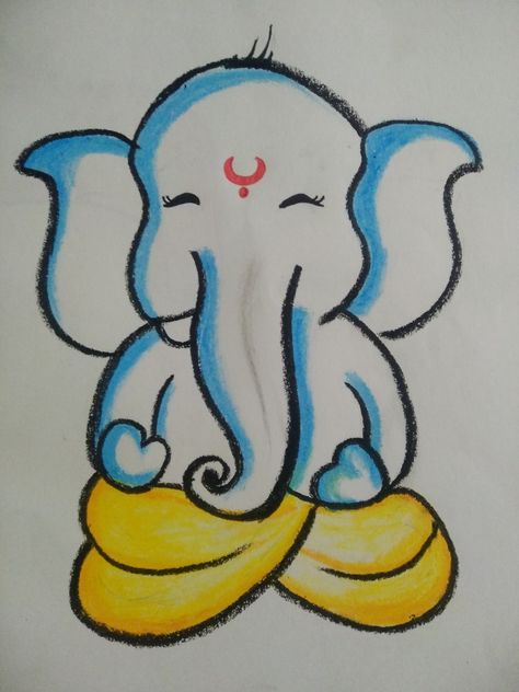 Vinayaka Drawing For Kids, Kids Rangoli Design Easy, Easy Ganesh Drawing For Kids, Easy Ganpati Drawing For Kids, Ganesha Art Drawing Easy, Easy Ganesha Drawing For Kids, Ganesh Drawing Simple, Ganpati Bappa Drawing Easy, Ganpati Drawing For Kids