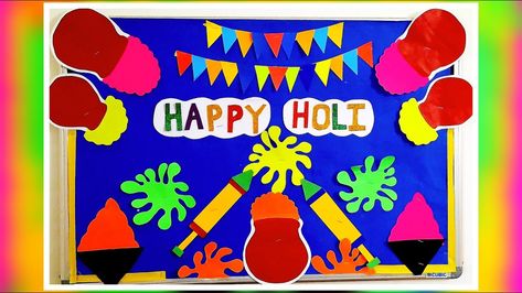 Chart For School, School Decorations Diy, Holi Decoration, Decoration Ideas For School, Soft Board Decoration, Holi Theme, Christmas Crafts Sewing, Chart Paper, School Board Decoration