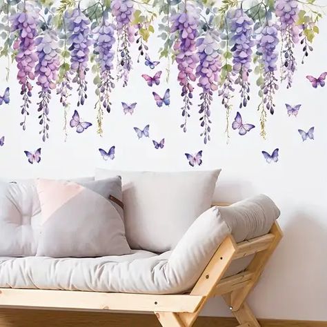 Vine Decal, Stick Wall Art, Pattern Leaf, Floral Wall Decals, Butterfly Wall Decals, Diy Wall Stickers, Wall Decals For Bedroom, Flower Window, Vine Wall