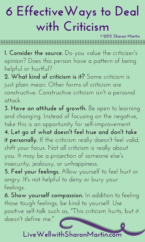 6 Effective Ways to Deal with Criticism Dealing With Criticism, How To Accept Criticism, Accepting Criticism, Dont Take It Personally, Constructive Criticism, Mental And Emotional Health, Coping Skills, Better Me, Hard Time