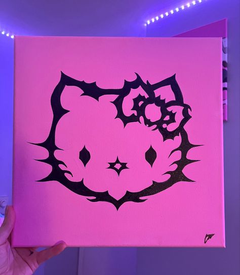 Hello Kitty Canvas Painting, Hello Kitty Canvas, Tapeta Hello Kitty, Hello Kitty Painting, Kitty Painting, Organizator Grafic, Images Hello Kitty, Hippie Painting, Kitty Drawing