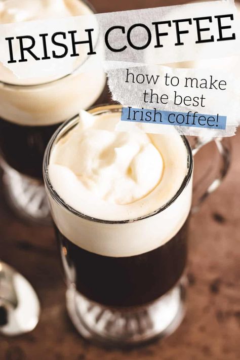 Make a unique twist on classic coffee with our easy Irish Coffee recipe. A combination of hot coffee, Jameson Irish whiskey, brown sugar and whipped cream makes the perfect coffee cocktail to warm you up! Irish Whiskey Coffee is a staple around St. Patrick's Day, but you can enjoy it any time of year. Alcohol Ideas, Beautiful Drink, Hot Coffee Drinks, Irish Coffee Recipe, Weekend Recipes, Baileys Recipes, Coffee Inspiration, Special Drinks, Hot Cocktails