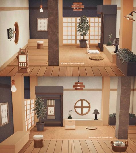 Acnh House Ideas Villager, Acnh Hhp Home Ideas, Acnh Japanese Home Interior, Japanese Interior Animal Crossing, Acnh Villager Interior Ideas, Happy Home Designer Acnh, Villager Homes Animal Crossing Interior, Japanese House Animal Crossing, Acnh Interior Designs Villager