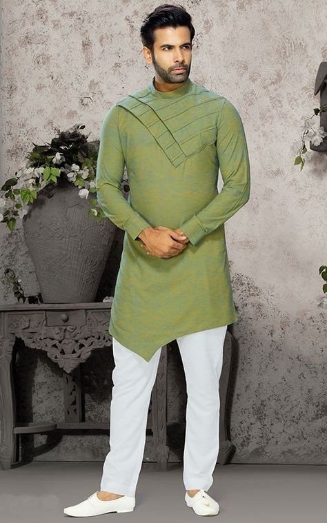 Fern Green Readymade Men's Indo Western Indo Western Dress For Men, Latest Kurta Designs, Kurta Pattern, Western Suit, Cotton Kurta Set, Boys Kurta Design, Gents Kurta Design, Gents Kurta, Kurta Patterns