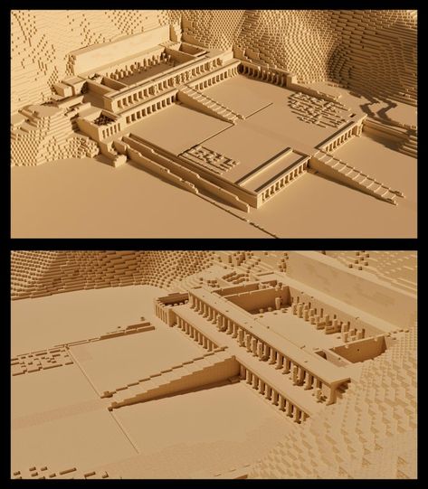 Ancient Egypt Map, Ancient Egyptian Temple, Minecraft Temple, Temple Of Hatshepsut, Minecraft Castle Blueprints, Minecraft Castle Designs, Minecraft Statues, Upper Egypt, Egypt Project