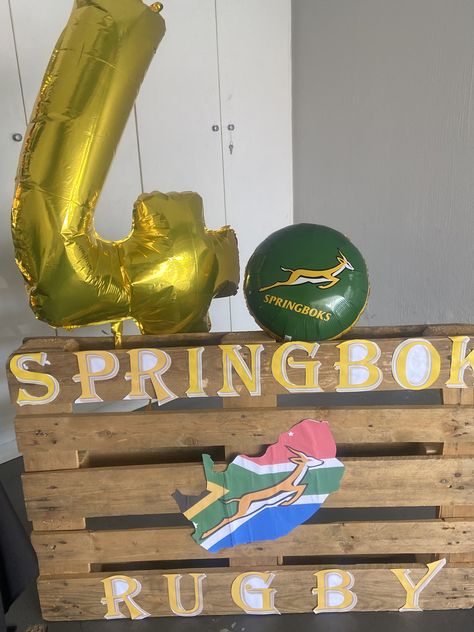 Rugby Decorations Ideas, Springbok Rugby Party Invite, Springbok Rugby Party, Springbok Rugby Logo, Springbokke Rugby, Rugby Party, Rugby Birthday, Springbok Rugby, Rugby