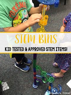 STEM bins have become a daily activity in my kindergarten classroom.  The kids love the hands-on learning that they can do.  They create projects and use their imagination.  I am so glad that I have been able to integrate STEM into the schedule at my elementary school.  My kindergarten students love #1 and even convinced their first grade teachers to get it!  What is your favorite? 1st Grade Stem, Daily 3 Math, Stem Bins, Activities For Teens, Daily Activity, Homeschool Schedule, Kindergarten Science, Stem Science, First Grade Teachers