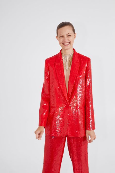 Sequin Blazer Outfit, Award Dresses, Night Out Outfit Summer, Outfits 30s, Womens Red Blazer, Night Out Outfit Clubwear, Sequin Suit, Outfit Quotes, Red Sequin