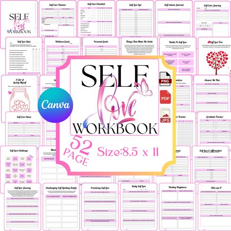 Workbook Layout, Self Love Workbook, Gratitude Tracker, Digital Workbook, Self Care Planner, What Is Self, Love Journal, Letter To Yourself, Unique Trees