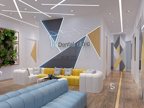 Dental Clinic Wall Design, Dental Waiting Room Ideas, Pediatric Dental Office Design, Orthodontic Office Design, Drawing Interior Design, Dental Design Interior, Clinic Office, Waiting Room Design, Small Office Design Interior