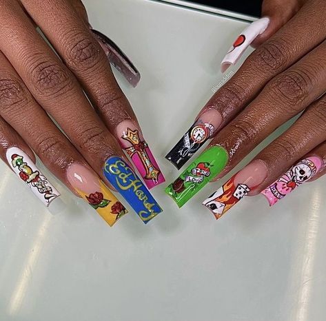 Gangster Nails Designs, Bape Nails, Thermal Nails, Hard Nails, Gel Acrylic Nails, Drip Nails, Dope Nail Designs, Exotic Nails, Really Cute Nails