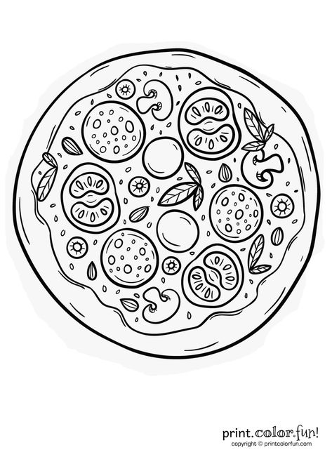 Sheet Pizza, Pizza Coloring Page, Printable Pizza, Pizza Drawing, Birth Colors, Cute Pizza, Food Coloring Pages, Rainbow Canvas, Coloring Page Ideas