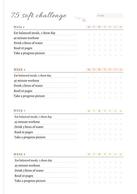 #Pastel #Healthy_Habits_Journal #Habits_Journal #75_Soft_Challenge_Tracker 75 Soft Challenge Tracker, Weekly Fitness Planner, 75 Soft Challenge, Soft Challenge, 45 Minute Workout, Hard Challenge, Fitness Planner Free, Workout Drinks, Fitness Tracker Printable