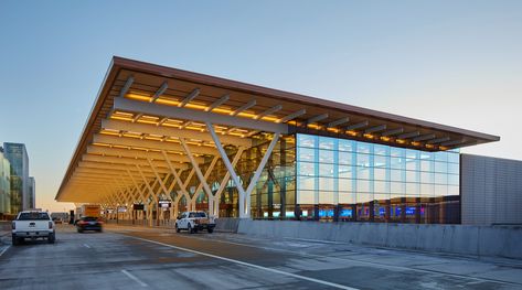 Kansas City International Airport, Birmingham Airport, Orlando International Airport, Wooden Canopy, Airport Terminal, Airport Design, Airports Terminal, Alaska Airlines, Zaha Hadid Architects